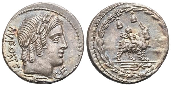 Mn. Fonteius, Denarius, Rome, 85 BC; AR (3,90 g; 19 mm; 2 h)