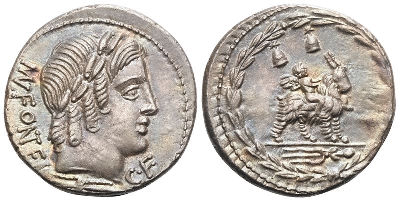 Mn. Fonteius, Denarius, Rome, 85 BC; AR (3,90 g; 19 mm; 2 h)
