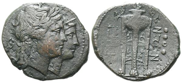 Bruttium, Rhegion, c. 215-211 BC. Æ Tetras or Triens (27 mm, 10.91 g).