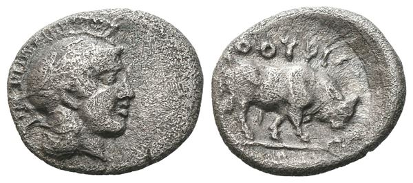 Southern Lucania, Thourioi, c. 443-400 BC. AR Triobol (11 mm, 1.12 g).  - Auction GREEK & ROMAN PROVINCIAL COINS AND NUMISMATIC LITERATURE Including a wide selection of Alexandrian Coins from the Dattari Collection - Bertolami Fine Art - Prague