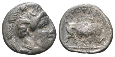 Southern Lucania, Thourioi, C. 400-350 Bc. Ar Triobol (12 MM, 1.12 G).