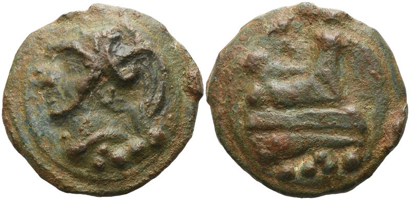 Anonymous, Triens, Rome, c. 225-217 BC; Æ (69,42 g; 42,5 mm; 12 h)