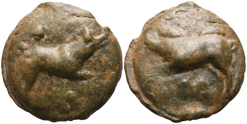 Anonymous, Quadrans, Rome, c. 270 BC; Æ (72,75 g; 41,5 mm; 12 h)