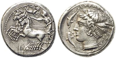 Sicily, Syracuse, Second Democracy (466-405 Bc), Tetradrachm; Ar (16,80 G; 25,70 G)