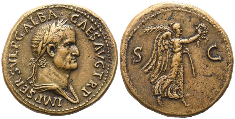 Galba (68–69 d.C.), Sesterzio (Sestertius) in bronzo Æ, Roma