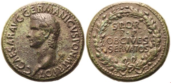 Gaius (37-41), Sestertius, Rome, 37-38; Æ (28,76 g; 35,6 mm; 6 h)