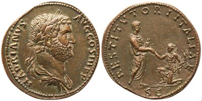 Hadrian (117–138), Sestertius di Roma, 134–138 — Æ, 22,76 g, 33,5 mm