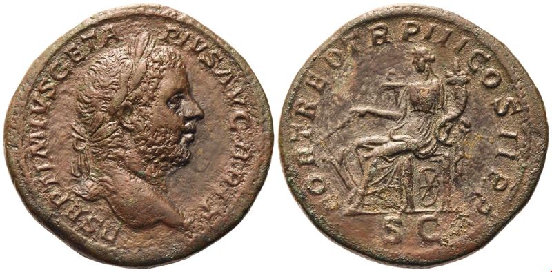 Geta (209–211), Sestertius romano, bronzo (Æ), Roma 211