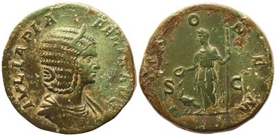 Julia Domna, Sestertius coniato sotto Caracalla (Roma, 211–215), Æ