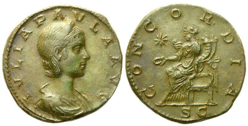 Julia Paula, Sestertius Struck Under Elagabalus, Rome, Ad 219-220; Æ (g 19,75; MM 31)