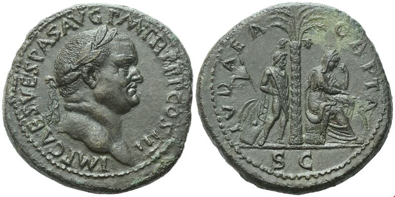 Vespasiano (69–79), Sesterzio romano, Roma, 71 d.C. (primavera–estate), bronzo (Æ)