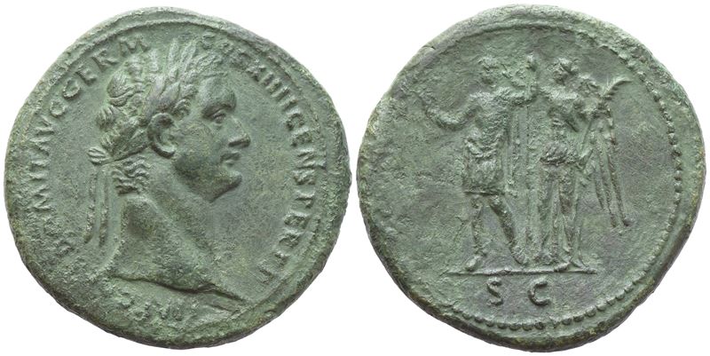 Domiziano (81–96), Sesterzio (Sestertius) di Roma, 85 d.C., bronzo Æ