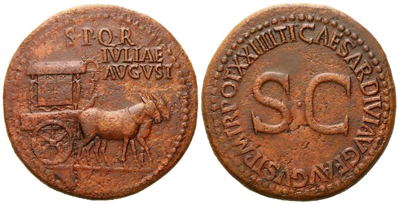 Julia Augusta (Livia), Sestertius struck under Tiberius, Rome, AD 22-23; Æ (g 28,60; mm 35)