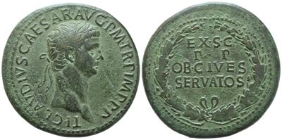 Claudius (41–54), Sestertius romano, bronzo (Æ), Roma, c. 50–54