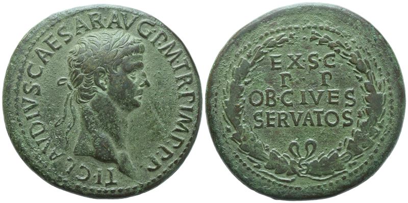 Claudius (41–54), Sestertius romano, bronzo (Æ), Roma, c. 50–54