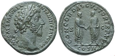 Moneta romana imperiale, Marcus Aurelius (161–180), Sestertius, Roma 161–162