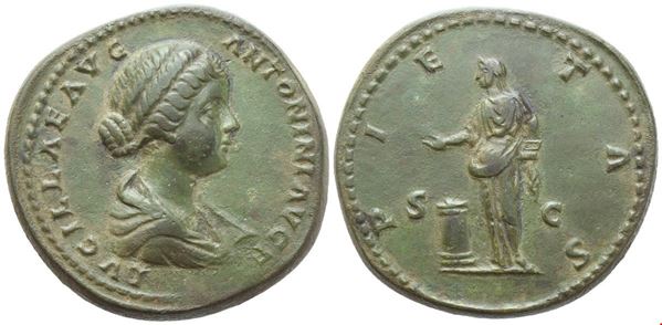 Lucilla, Sestertius struck under Marcus Aurelius and Lucius Verus, Rome, 161-162; Æ (26,78 g; 32 mm; 12 h)