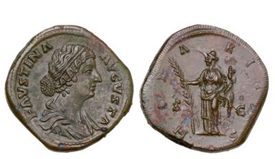 Faustina II, Sesterzio (Æ) battuto sotto Marco Aurelio, Roma, 161–176
