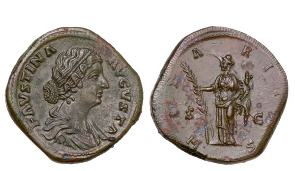 Faustina II, Sestertius struck under Marcus Aurelius, Rome, 161-176; Æ (27,58 g; 33 mm; 1 h)