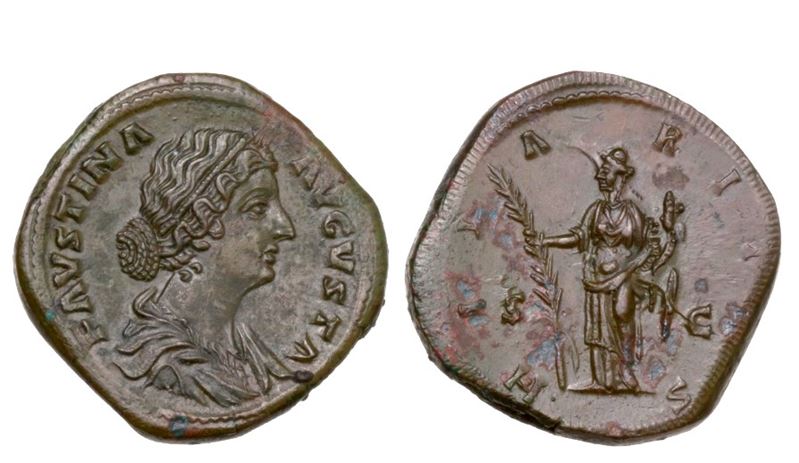 Faustina II, Sesterzio (Æ) battuto sotto Marco Aurelio, Roma, 161–176