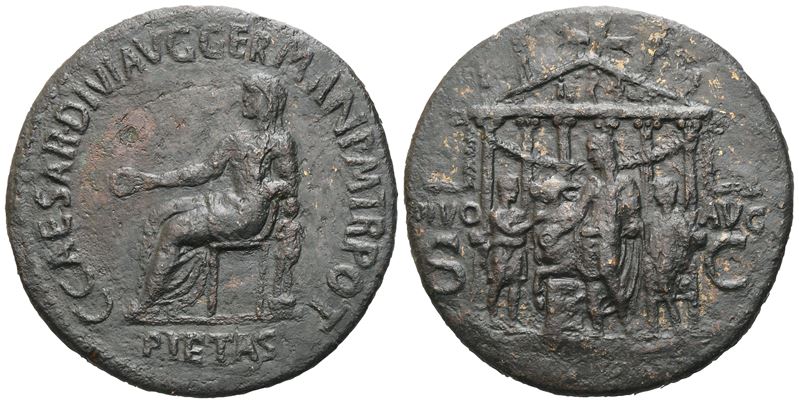 Gaius, (37-41), Sestertius, Rome, 37-38; Æ (26,78 G; 34,3 MM; 6 H)