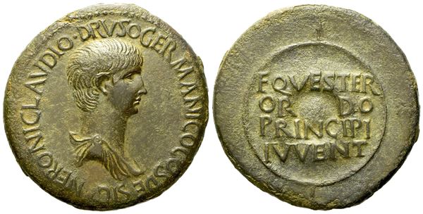 Nero Caesar, Sestertius struck under Claudius, Rome, c. AD 50-54; Æ (g 24,80; mm 34,7)