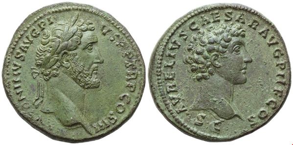 Antoninus Pius (138-161), with Marcus Aurelius as Caesar, Sestertius, Rome, 140-144; Æ (30,58 g; 34 mm; 12 h)