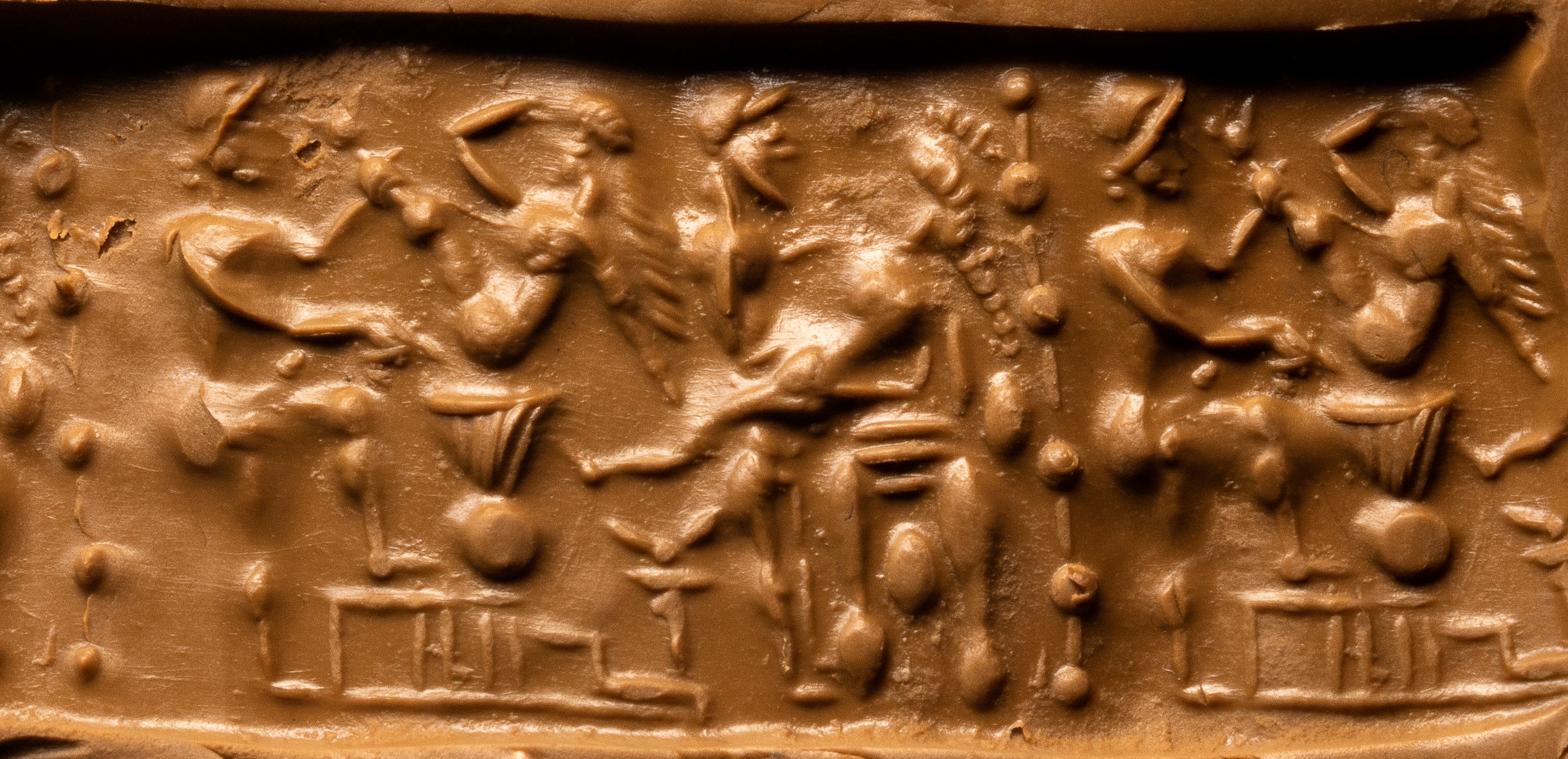 A Roman gnostic red jasper magical cylindrical seal. Erotic scene.