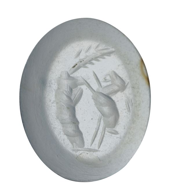 A large Roman chalcedony intaglio. Bucolic scene.