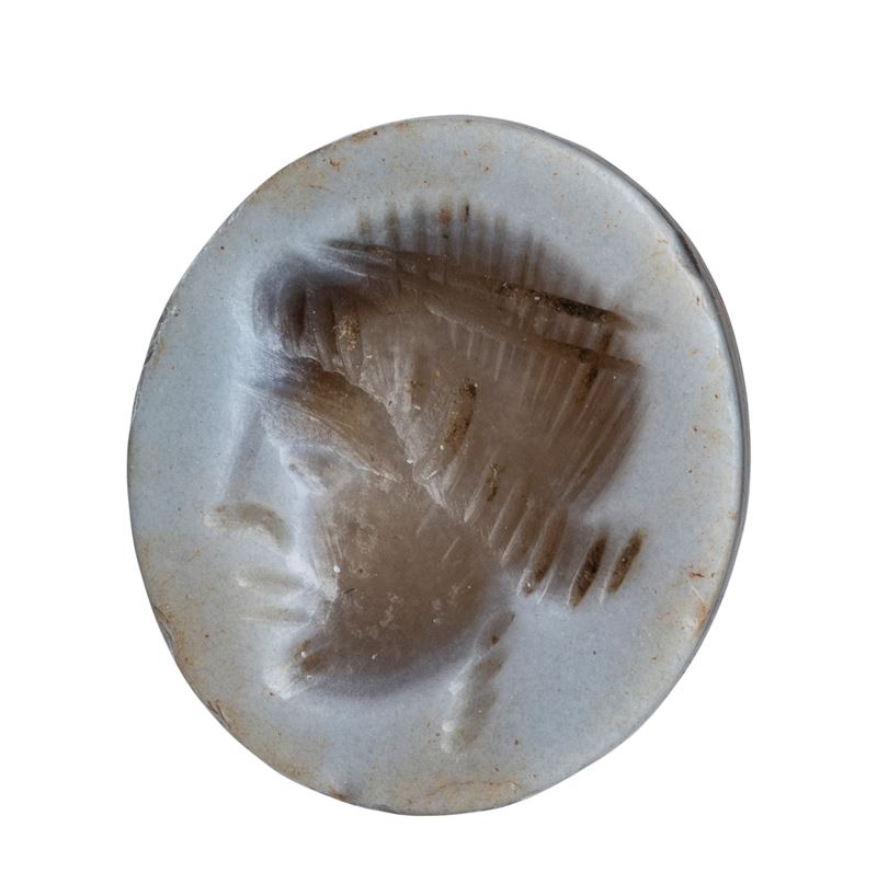 A Roman nicolo intaglio. Mask.