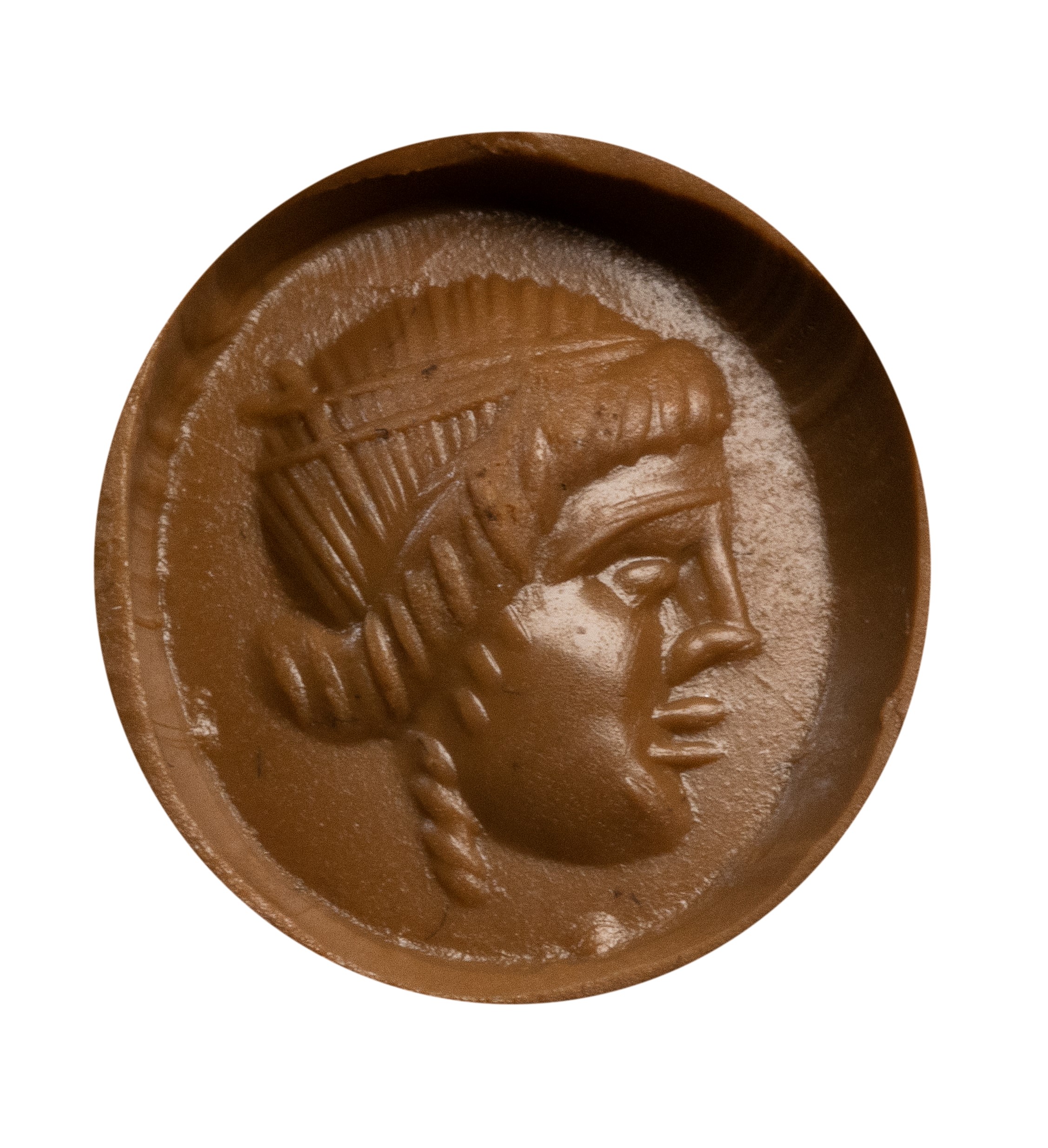 A Roman nicolo intaglio. Mask.