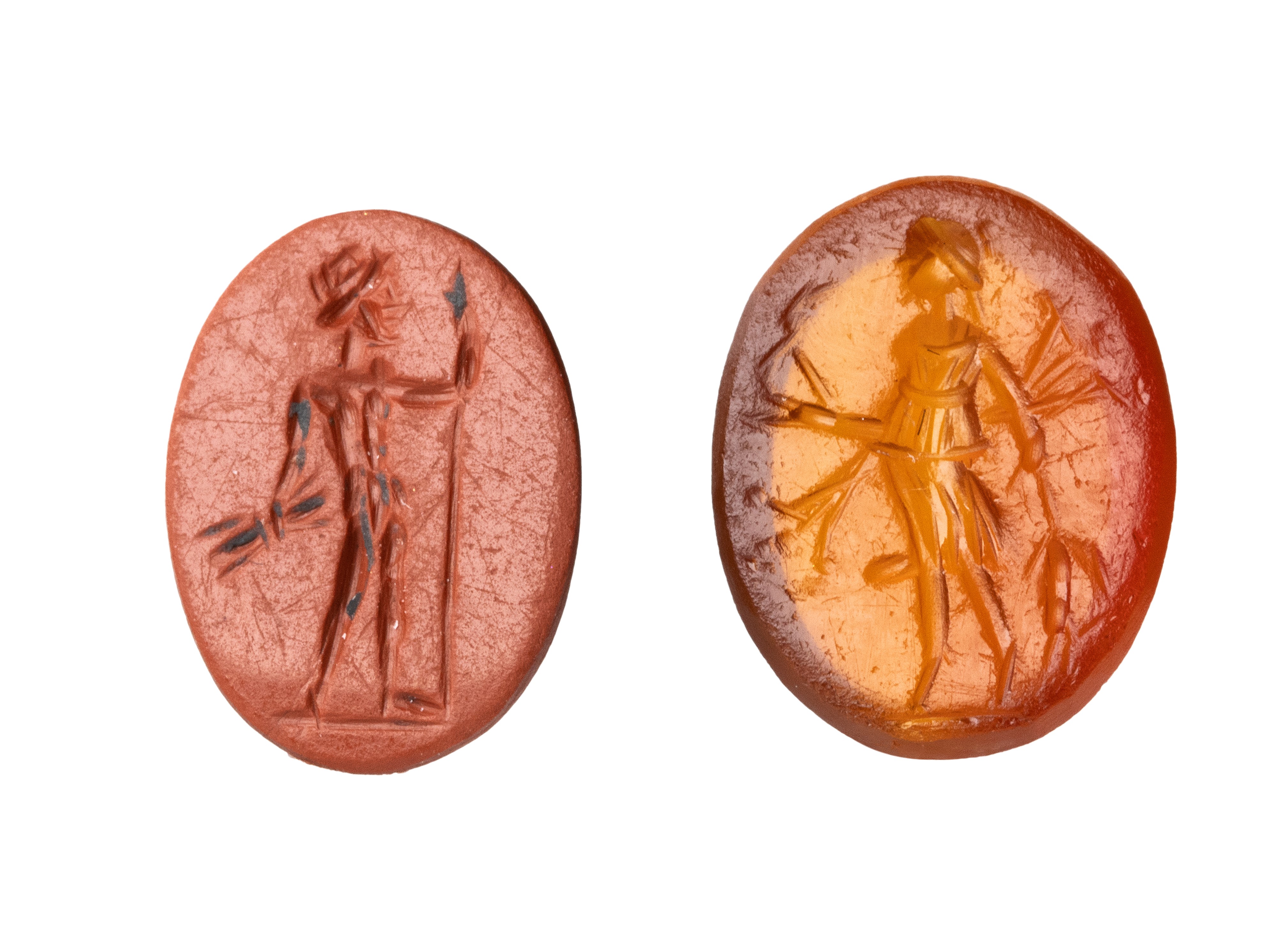 A lot of 2 hardstones Roman intaglios. Deities.