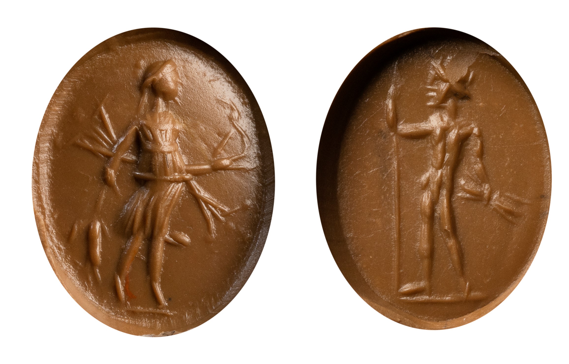 A lot of 2 hardstones Roman intaglios. Deities.