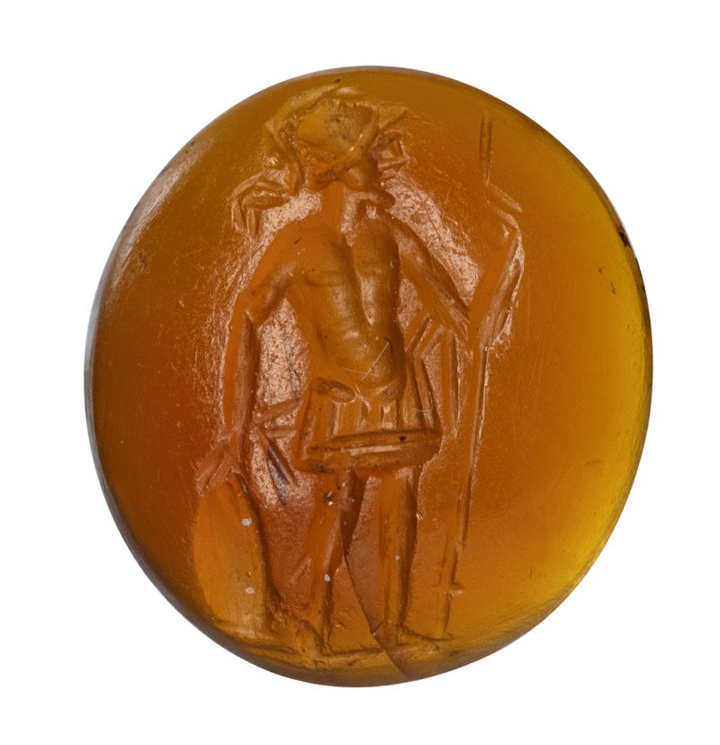 A Roman carnelian intaglio. Mars.