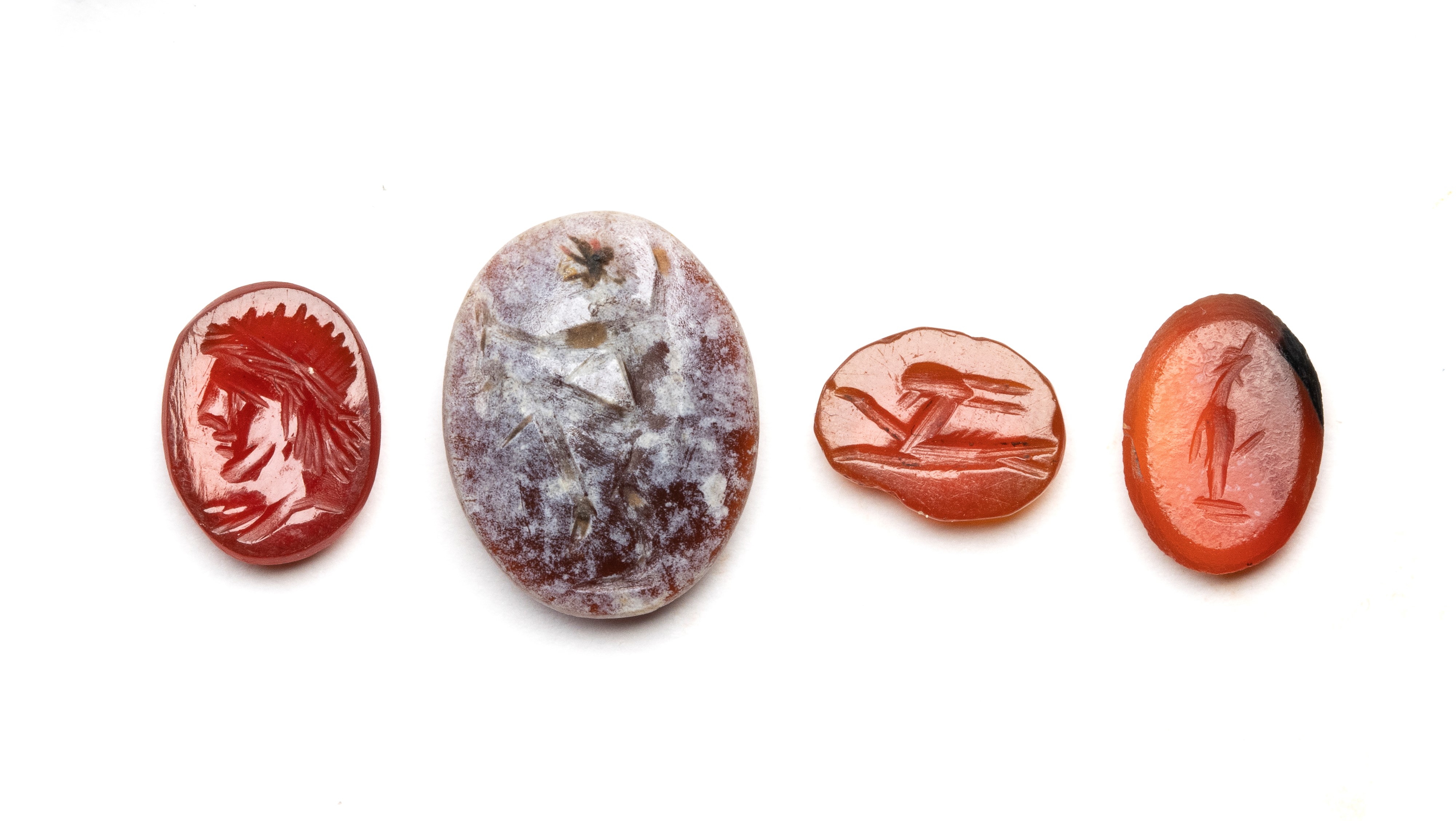 A lot of 4 Roman hardstones intaglios.