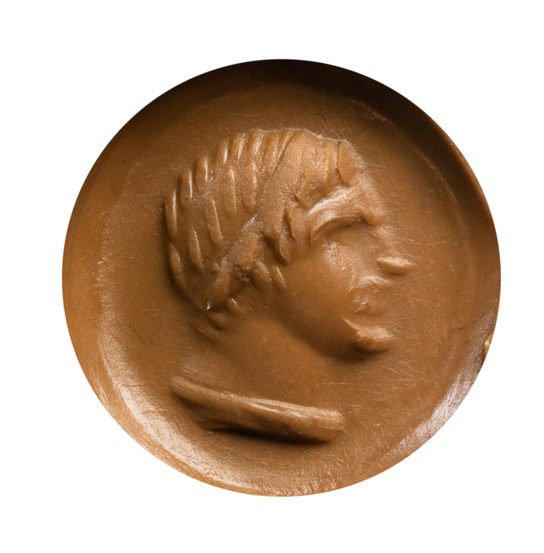 A Roman nicolo intaglio. Head of an Ephebe.