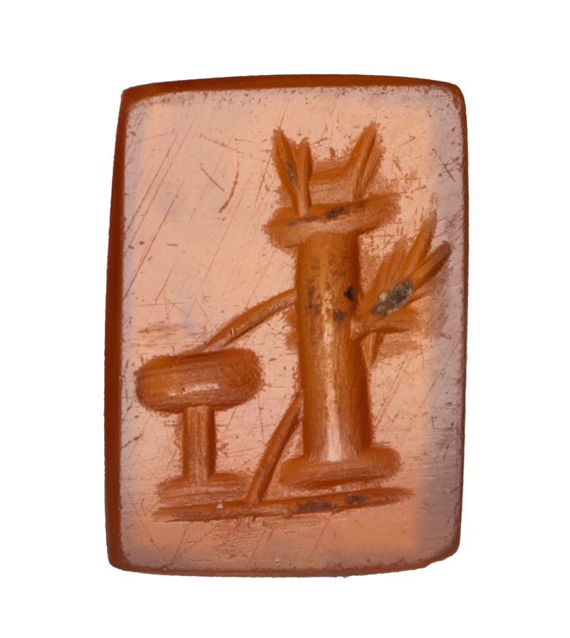 A Roman rectangular carnelian intaglio. Fountain.