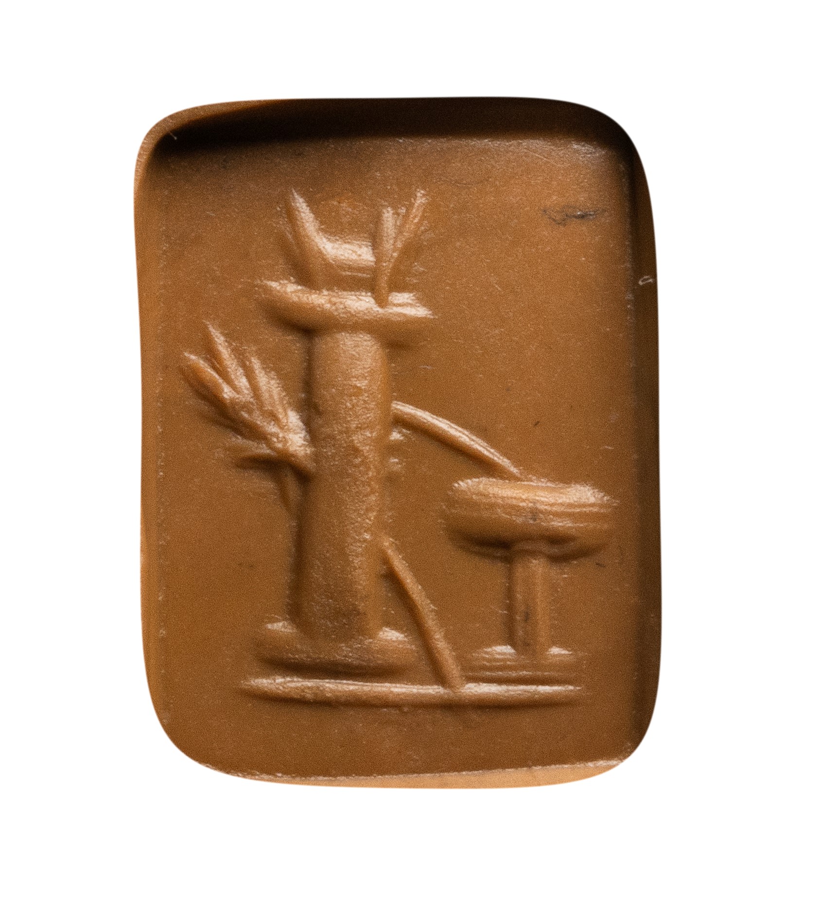 A Roman rectangular carnelian intaglio. Fountain.