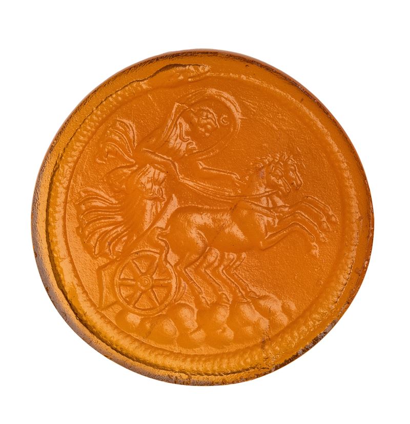 A Grand Tour glass cast impression. Allegorical scene.