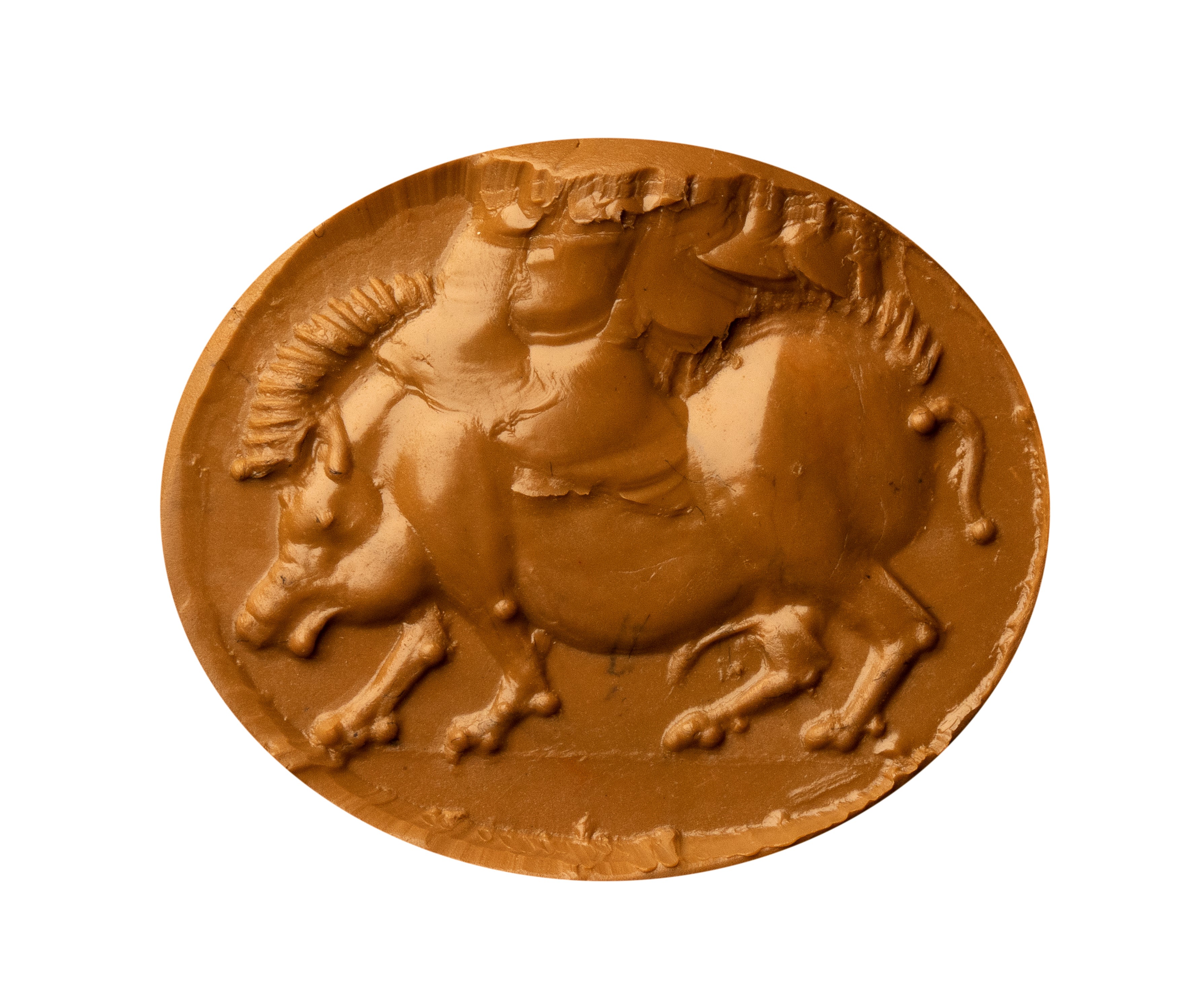 A large italic obsidian intaglio. Boar.