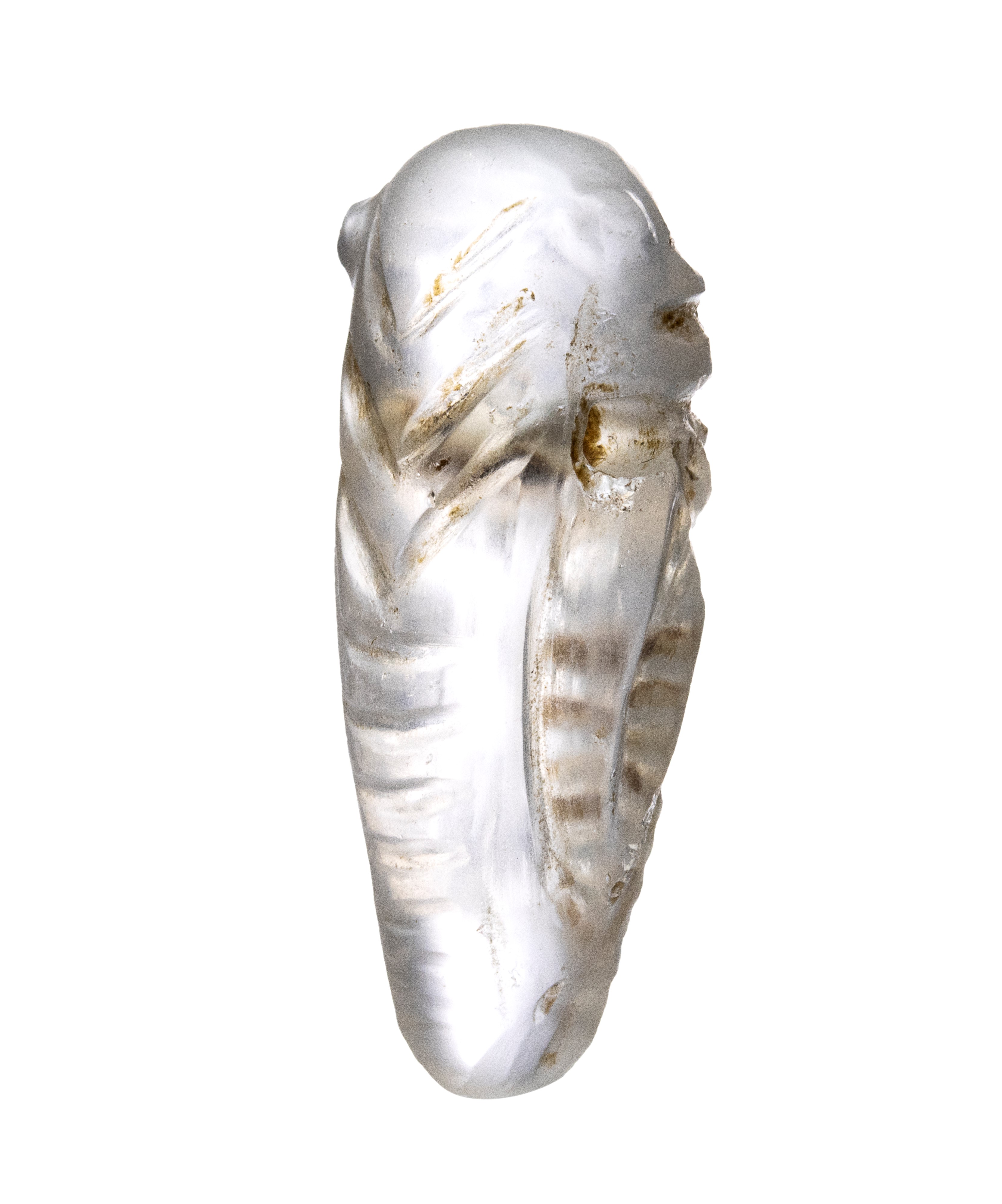 A Roman rock crystal amulet pendant. Cicada.