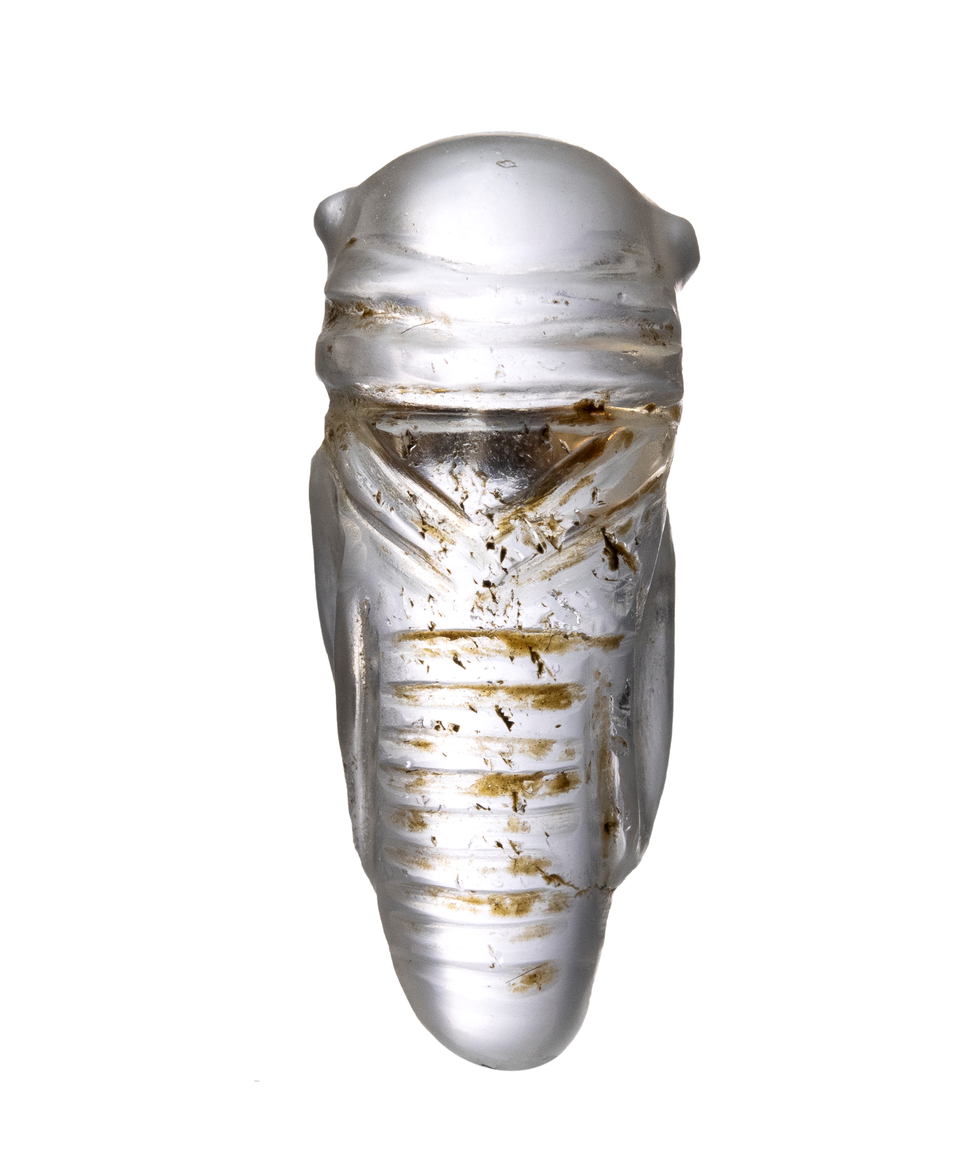 A Roman rock crystal amulet pendant. Cicada.
