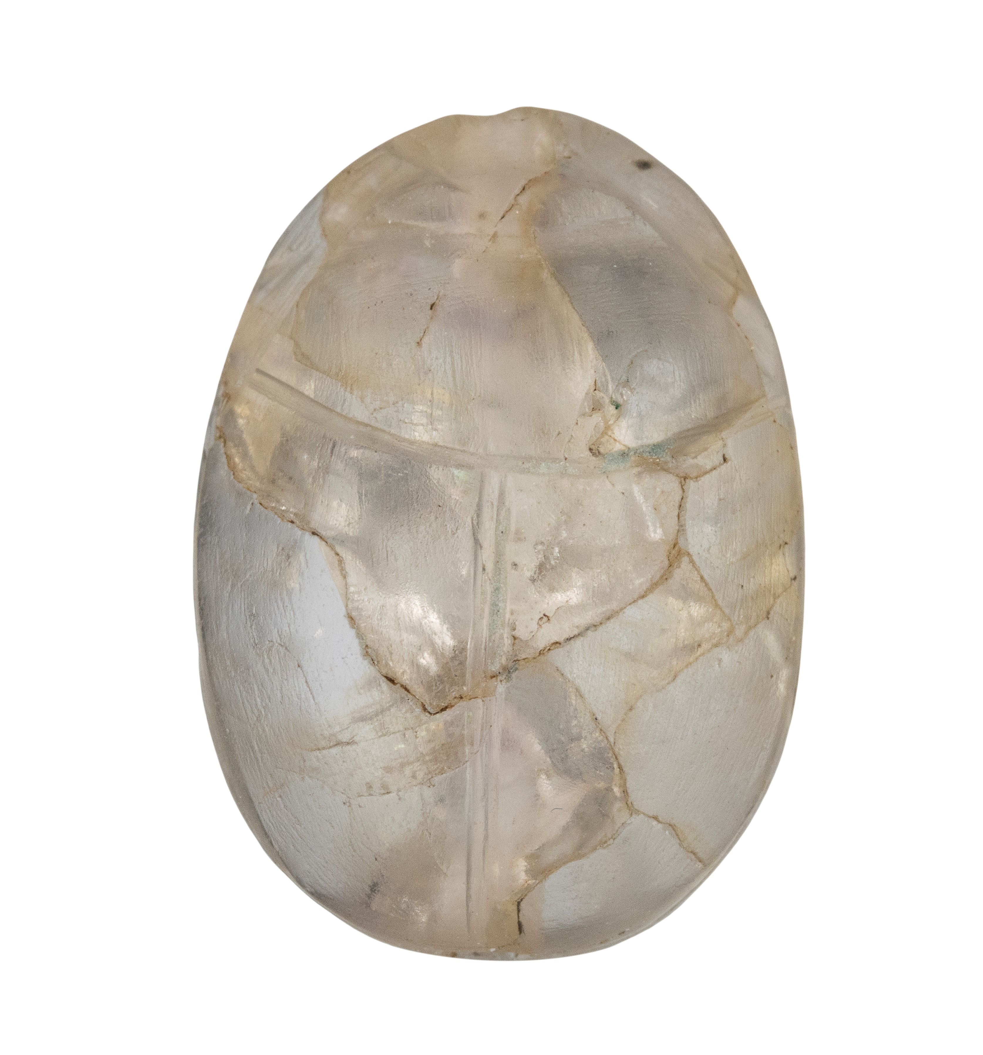 An Egyptian Late Period rock crystal scaraboid engraved in a later period. Rural scene