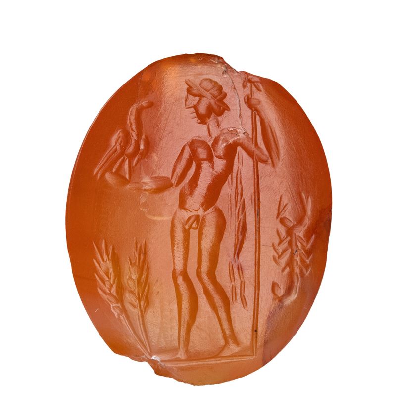 A large Sasanian carnelian intaglio. Pantheistic deity.