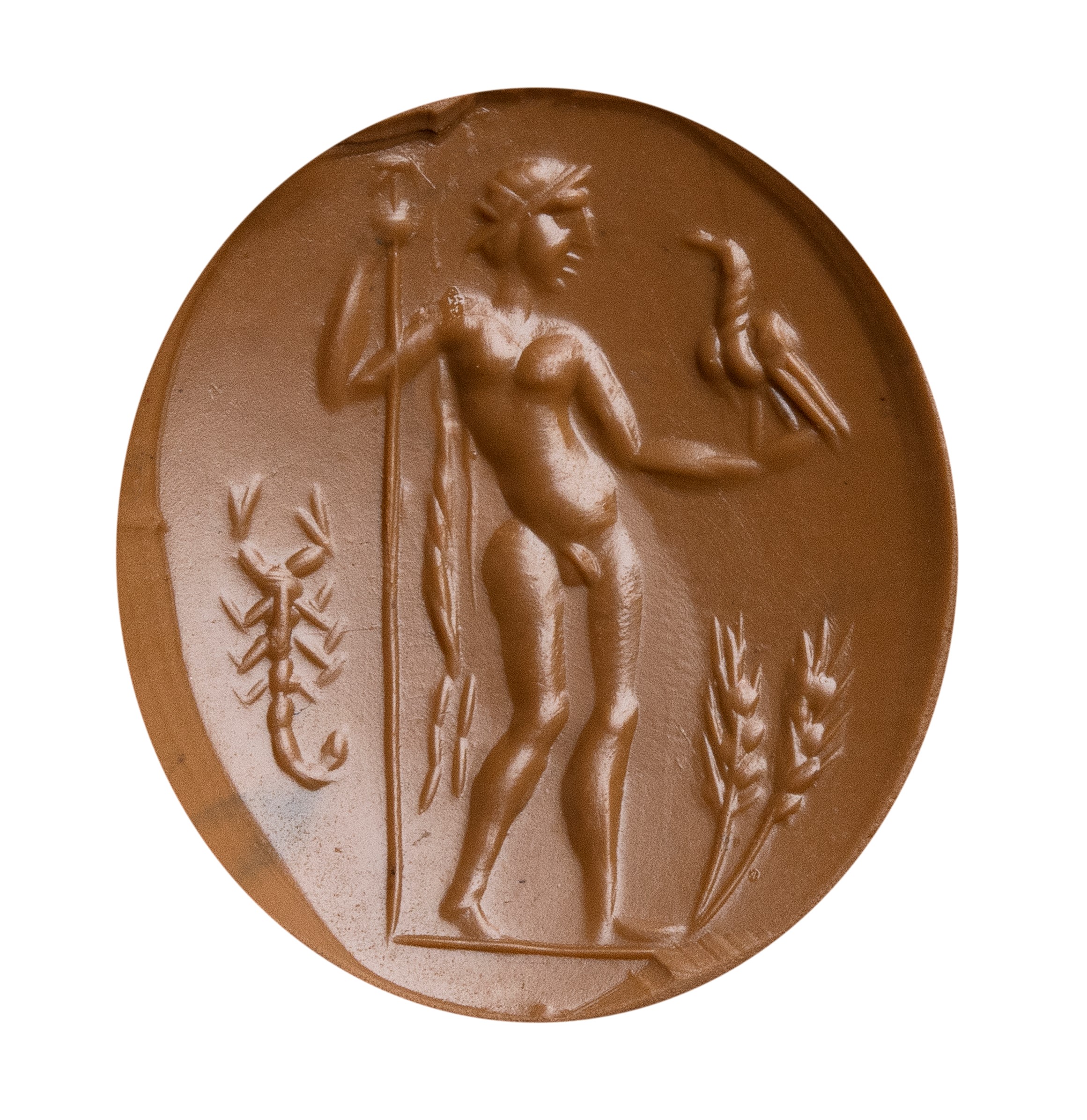 A large Sasanian carnelian intaglio. Pantheistic deity.