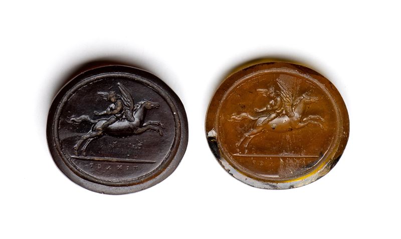 A lot of 2 Grand Tour glass cast impressions. Various Subjects.