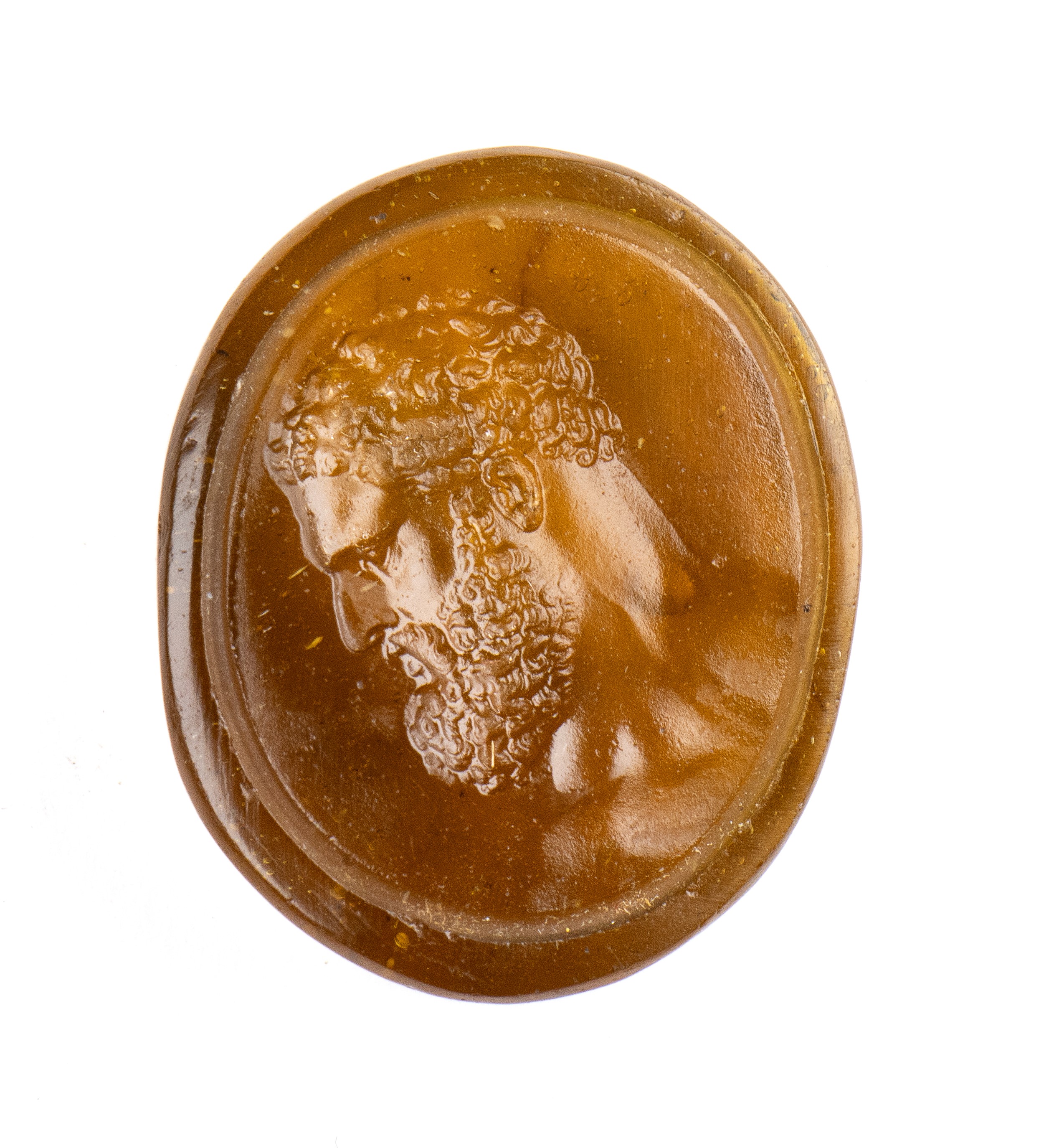 A Grand Tour glass cast impression. Hercules head.