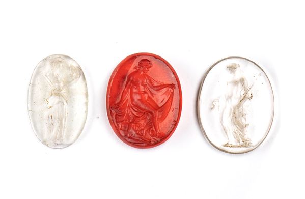 A lot of 3 Grand Tour  glass cast impressions. Various subjects.