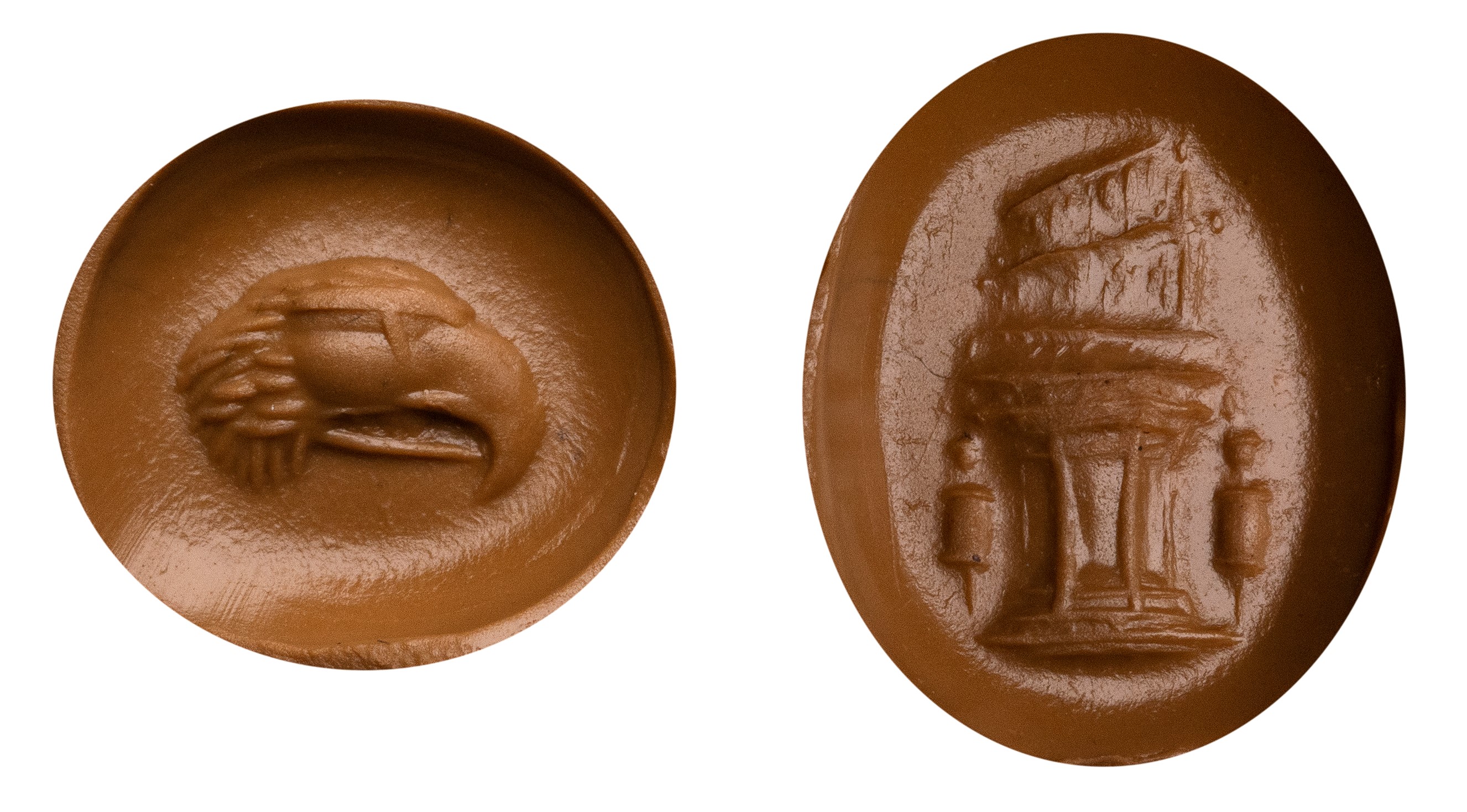 A lot of 2 Roman nicolo intaglios. Various subjects.