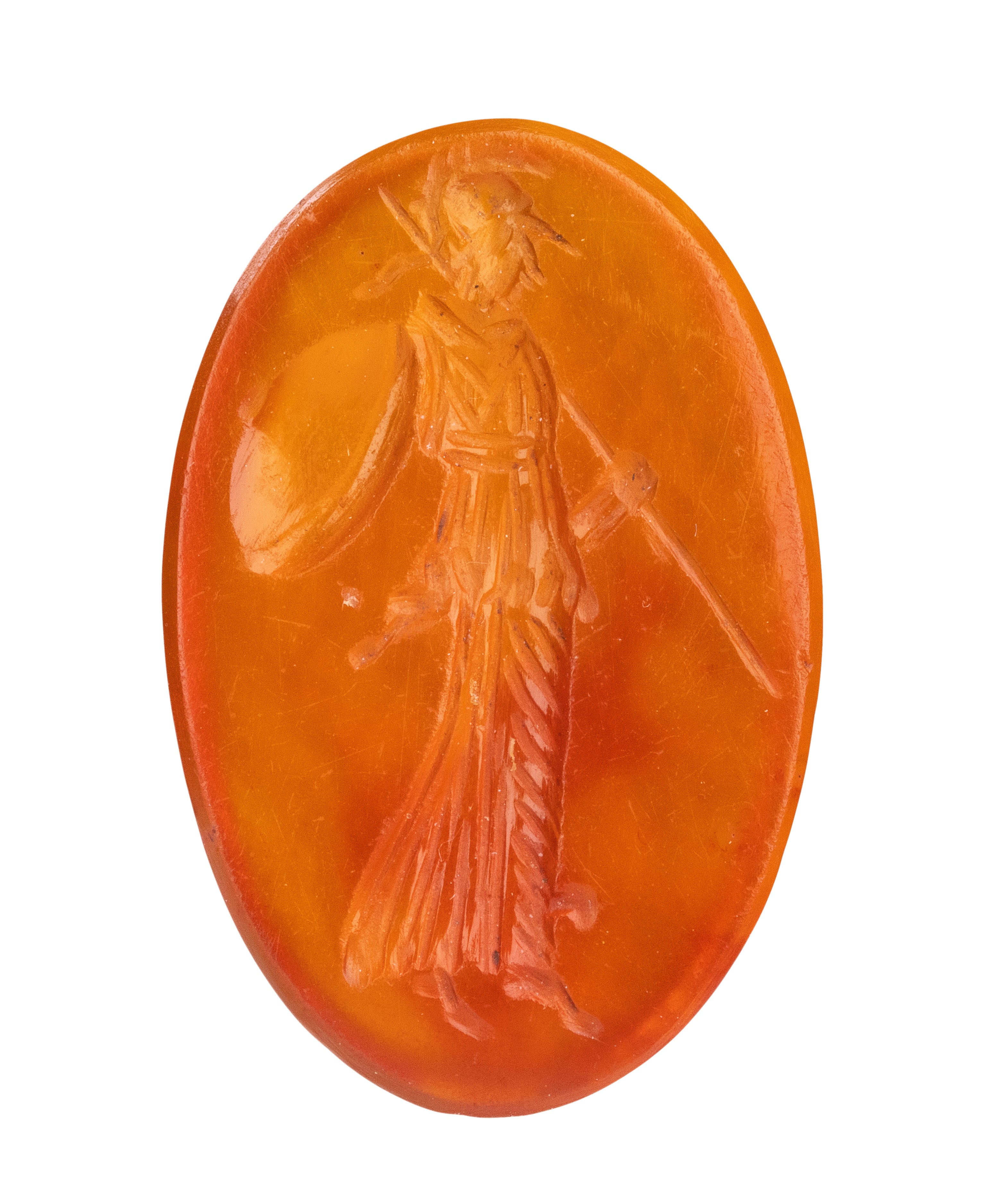 A Roman carnelian intaglio. Athena.